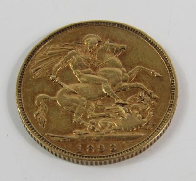A Victorian gold sovereign 1893