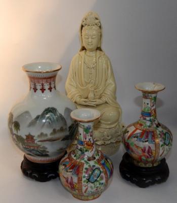 A pair of Cantonese porcelain vases