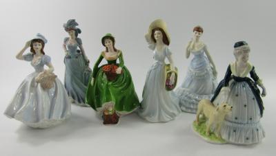 Six Coalport figures of Jayne