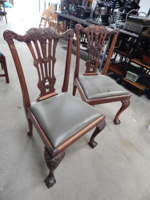 A pair of Chippendale revival mahogany finish boardroom chairs