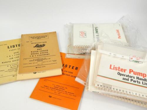 A collection of Lister Diesels parts lists and instruction manuals