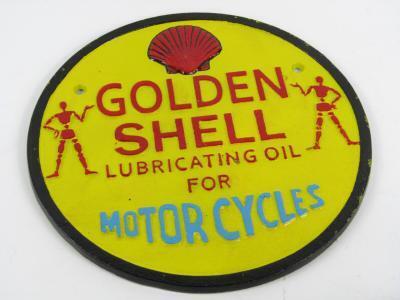 *A Golden Shell Lubricating Oil for Motorcycles car sign