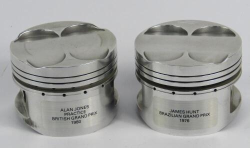 Two pistons from Formula One cars