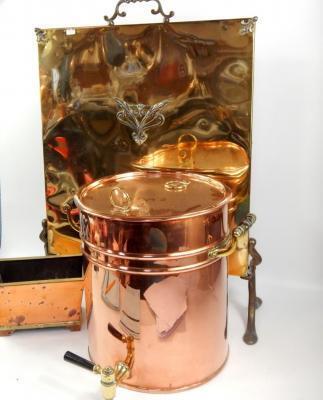 A copper hot water urn