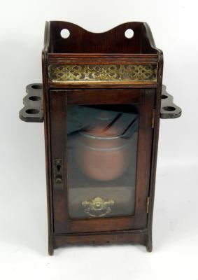 A Victorian oak smoker's cabinet