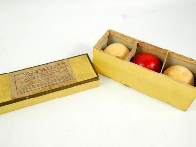 A set of Cox & Yeman ivory billiards balls