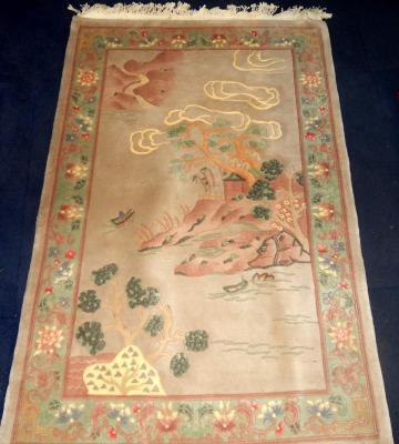 A Chinese floral mushroom ground rug