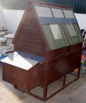 A wooden chicken coope