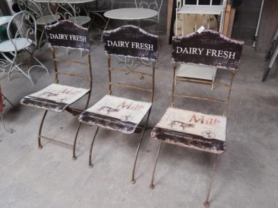 Three Dairy Fresh cafe chairs.