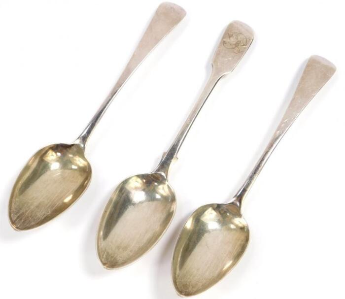 A pair of George III silver tablespoons