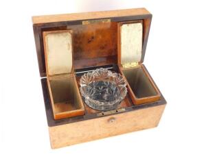 A Victorian burr walnut tea caddy - 3