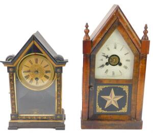 An America late 19thC walnut cased mantel clock