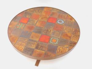 A 1970's cast metal and tile inset circular occasional table - 2