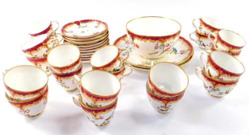 A mid 19thC porcelain part tea and coffee service