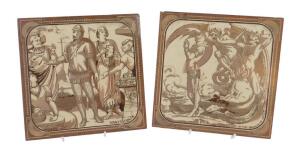 A pair of Minton and Hollins & Company pottery tiles