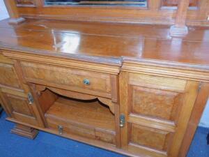 A Victorian oak and burr oak sideboard - 2
