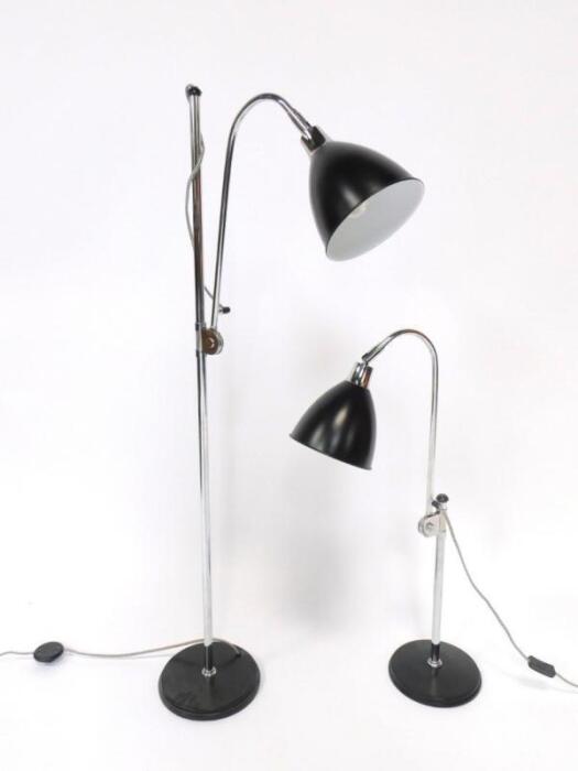 A metal and enamel 20thC angular standard lamp