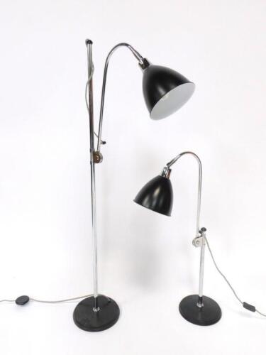 A metal and enamel 20thC angular standard lamp