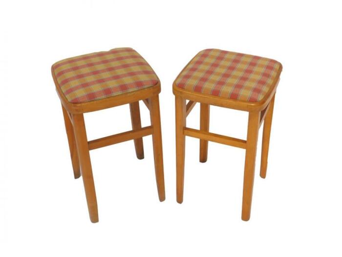 A pair of Drevounia Czechoslovakian ash laboratory stools