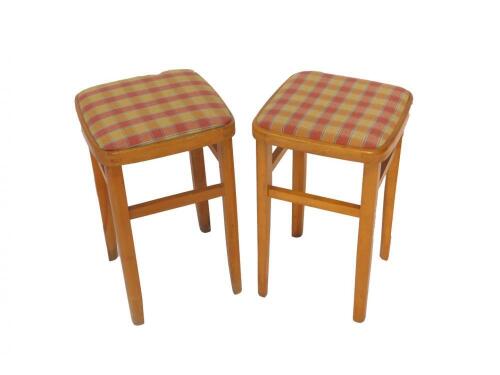 A pair of Drevounia Czechoslovakian ash laboratory stools