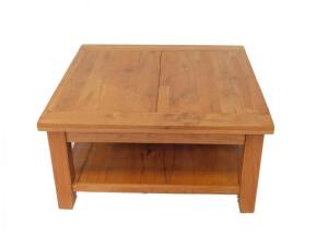 An oak square plank top occasional table
