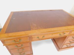 A Victorian mahogany twin pedestal desk - 2
