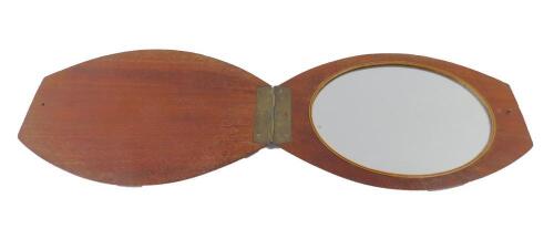 A 19thC mahogany cased campaign shaving mirror
