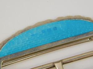 An Edward VII silver and turquoise guilloche enamel buckle - 2