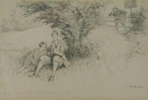Albert Talbot Smith (b.1877). Farmer and Youth cartoon