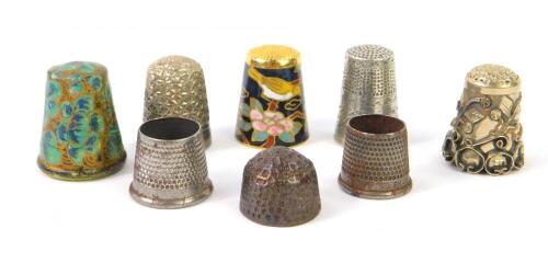Six silver plated thimbles