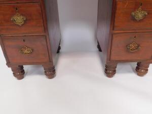 A George III mahogany bookcase on a kneehole desk base - 3