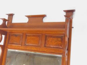 A Victorian oak and burr oak overmantel mirror - 2