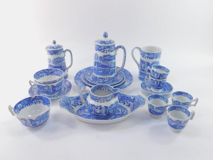 A group of Copeland Spode pottery transfer decorated in the Italian pattern