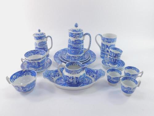 A group of Copeland Spode pottery transfer decorated in the Italian pattern