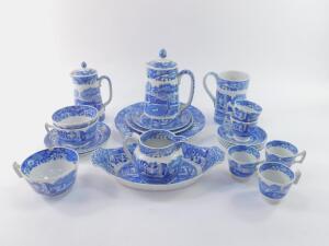 A group of Copeland Spode pottery transfer decorated in the Italian pattern