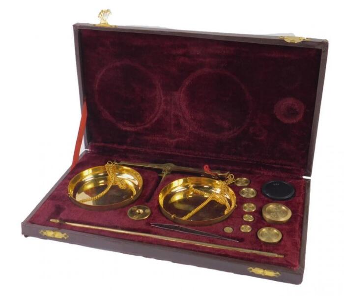 A set of Indian brass gold scales