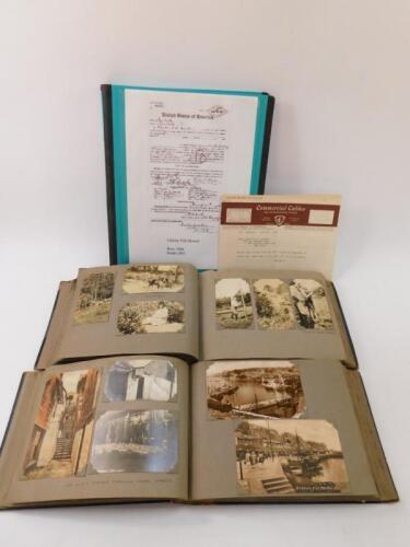 Two albums of postcards photographs and printed ephemera