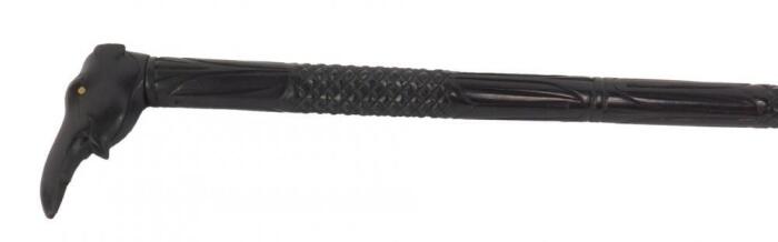 An Indian early 20thC ebony walking stick