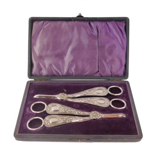 A pair of Victorian silver plated grape scissors