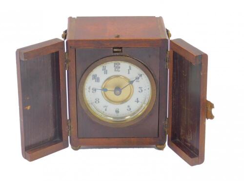 A Continental late 19thC mahogany cased travel clock