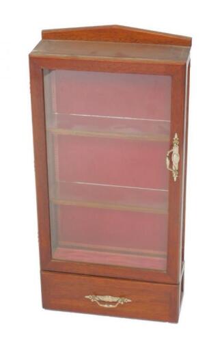 A hardwood wall mounted display cabinet