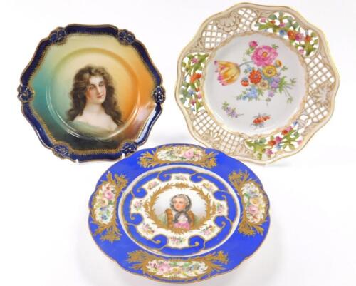 A Dresden 20thC porcelain ribbon plate