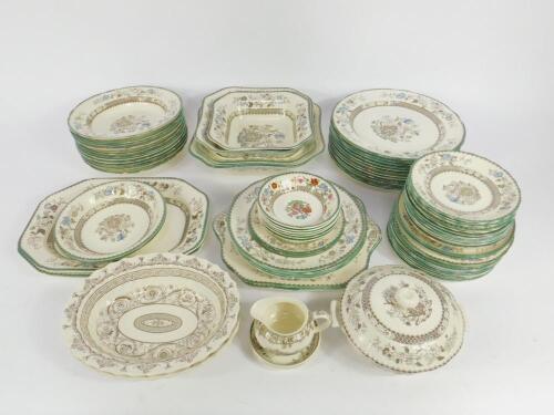 Copeland Spode pottery dinner wares decorated in the Chinese Rose pattern