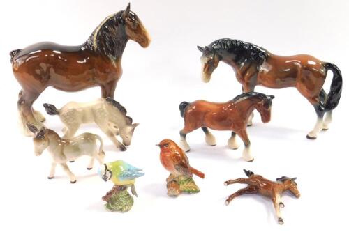 A Beswick brown gloss figure of a shire horse pony