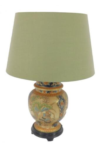 A Satsuma style pottery table lamp