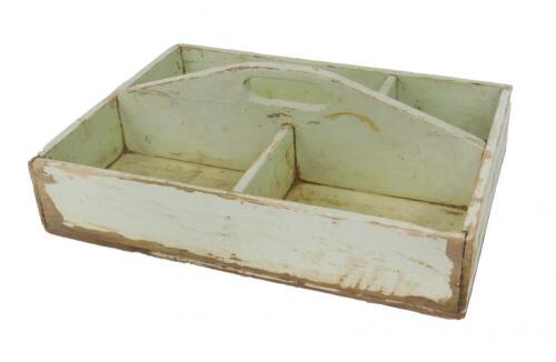A French pale blue painted four sectional rectangular gardener's box