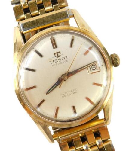 A Tissot gentleman's gold plated circular case wristwatch