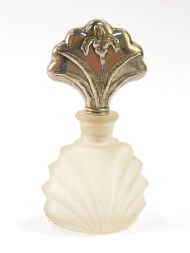 An Art Nouveau style moulded and frosted glass scent bottle