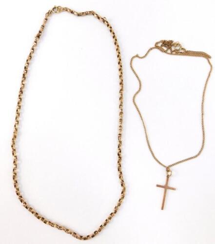 A 9ct gold cross on a chain