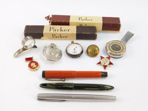 A lady's gun metal cased open faced pocket watch
